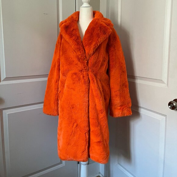 Bright Orange Imani Faux Fur Coat from APPARIS (size XS) - Picture 3 of 8